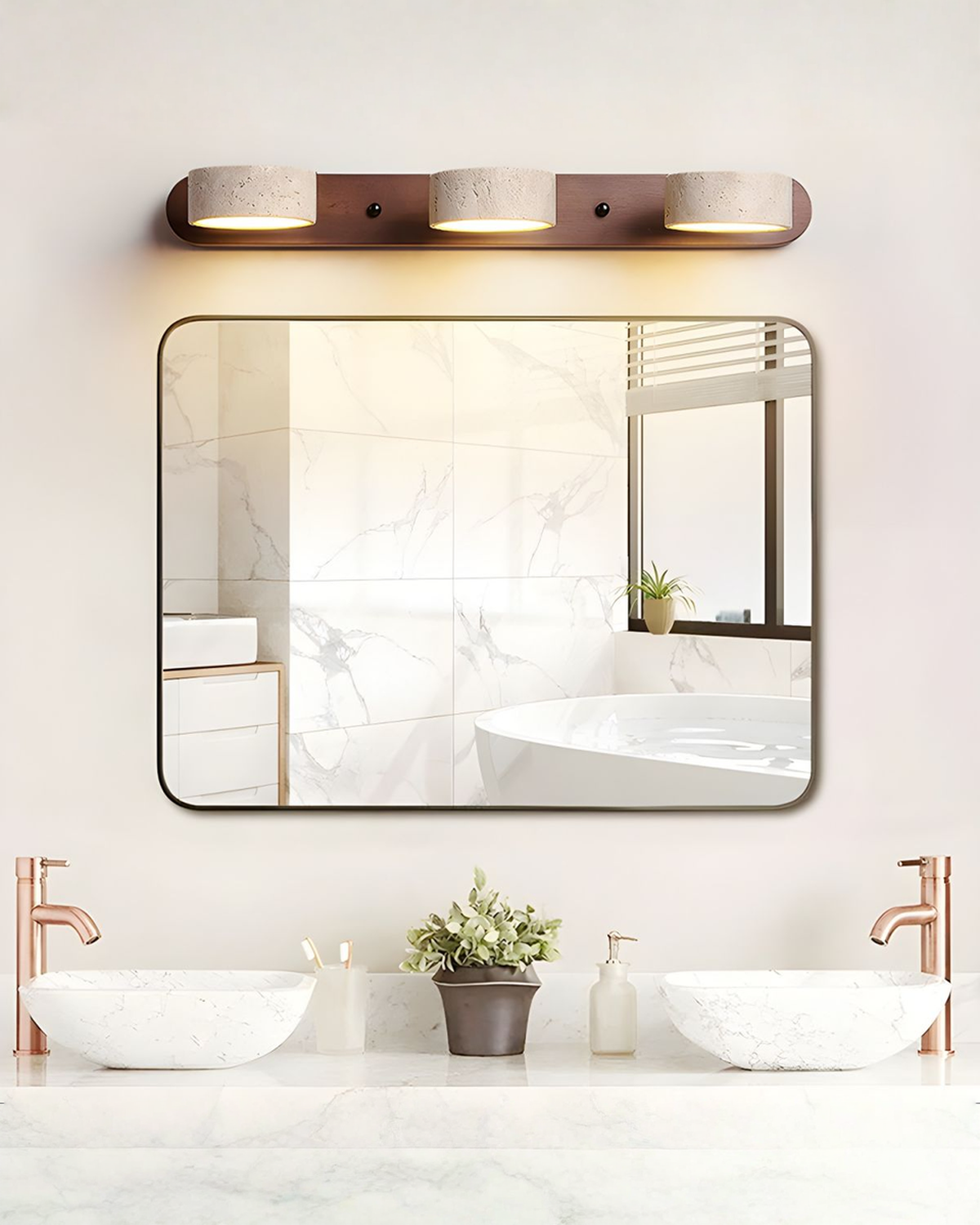 Travertin wandlamp met draaibare koppen - 2, 3 of 4 lampen | - Maison Roze