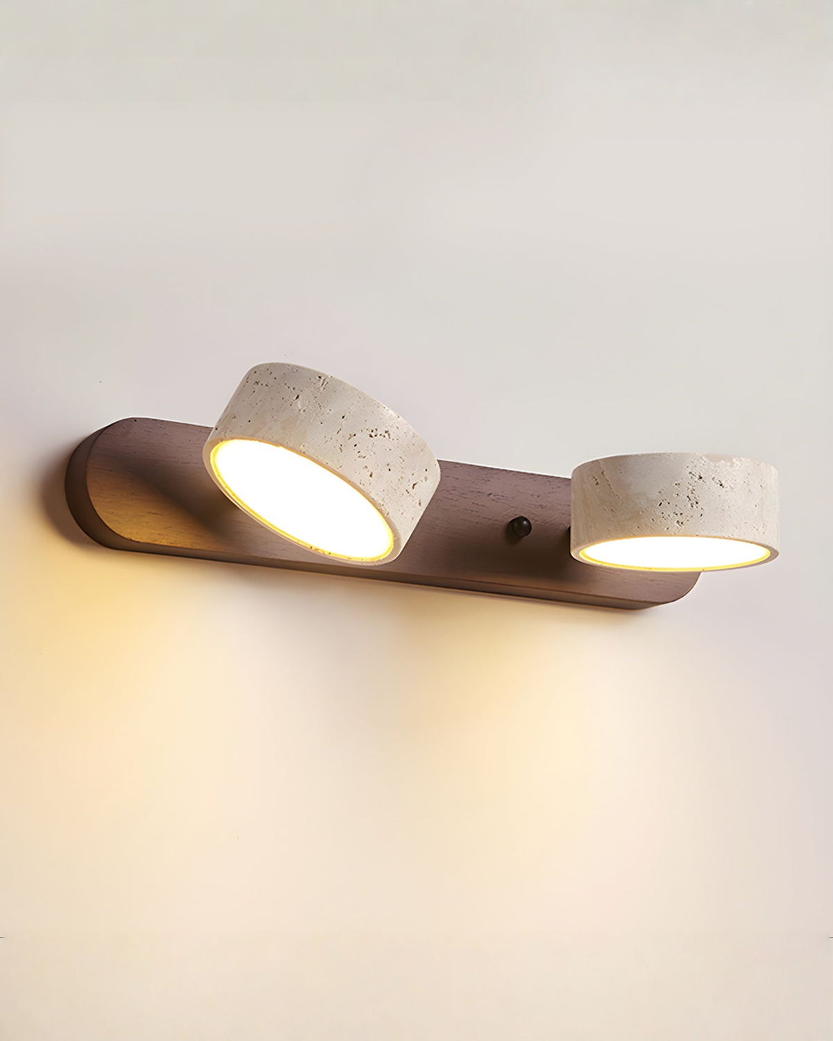 Travertin wandlamp met draaibare koppen - 2, 3 of 4 lampen | 2-lampen – 32 cm Walnoot Warm wit - Maison Roze