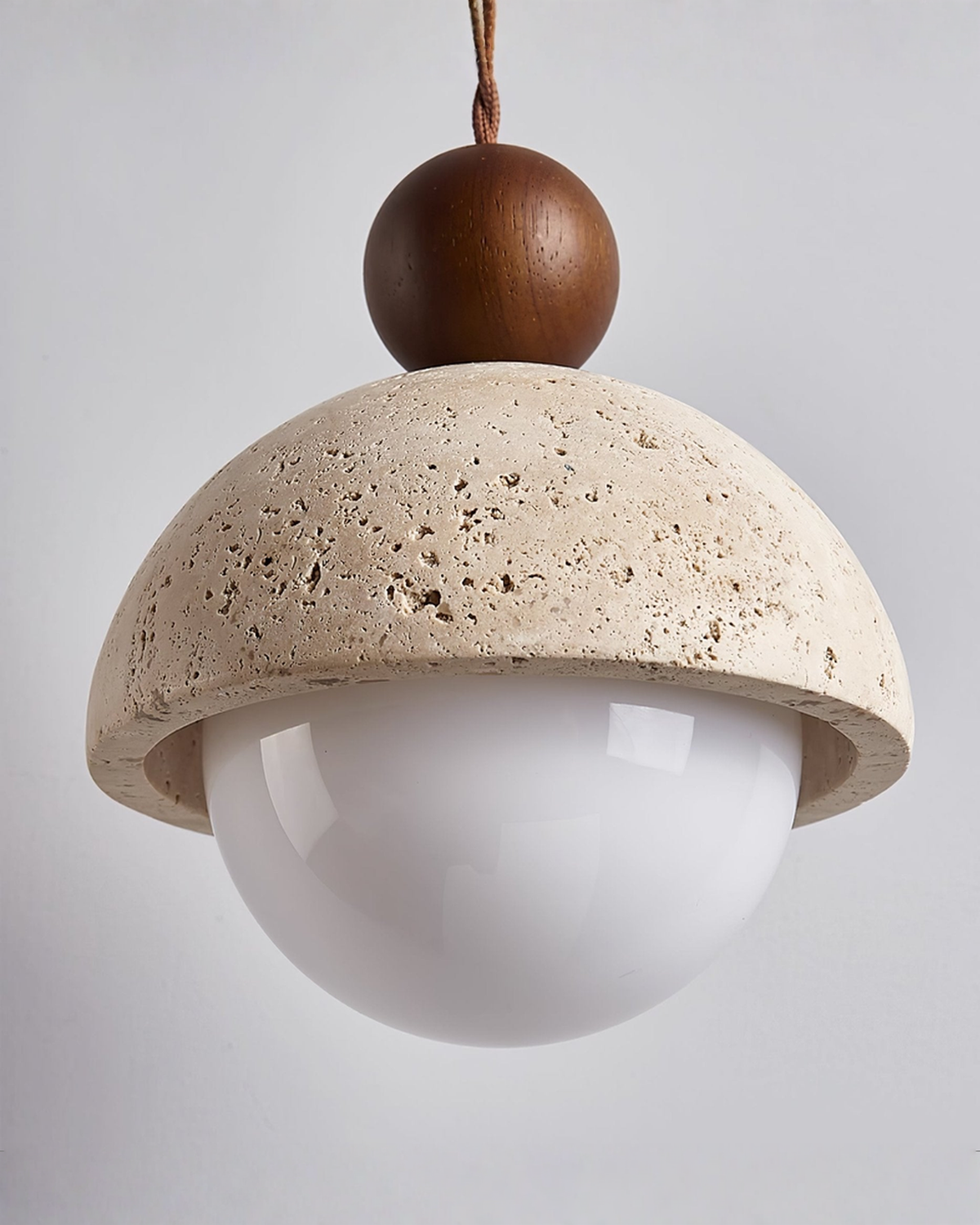 Niva - Hanglamp van travertin en hout | - Maison Roze