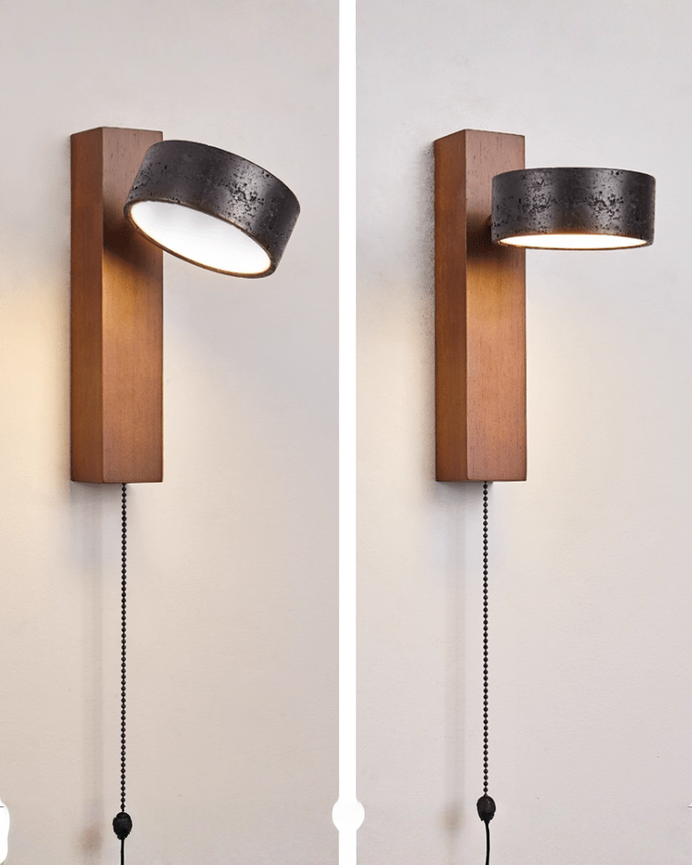 Ronde zwarte travertin wandlamp - 180° draaibaar | - Maison Roze