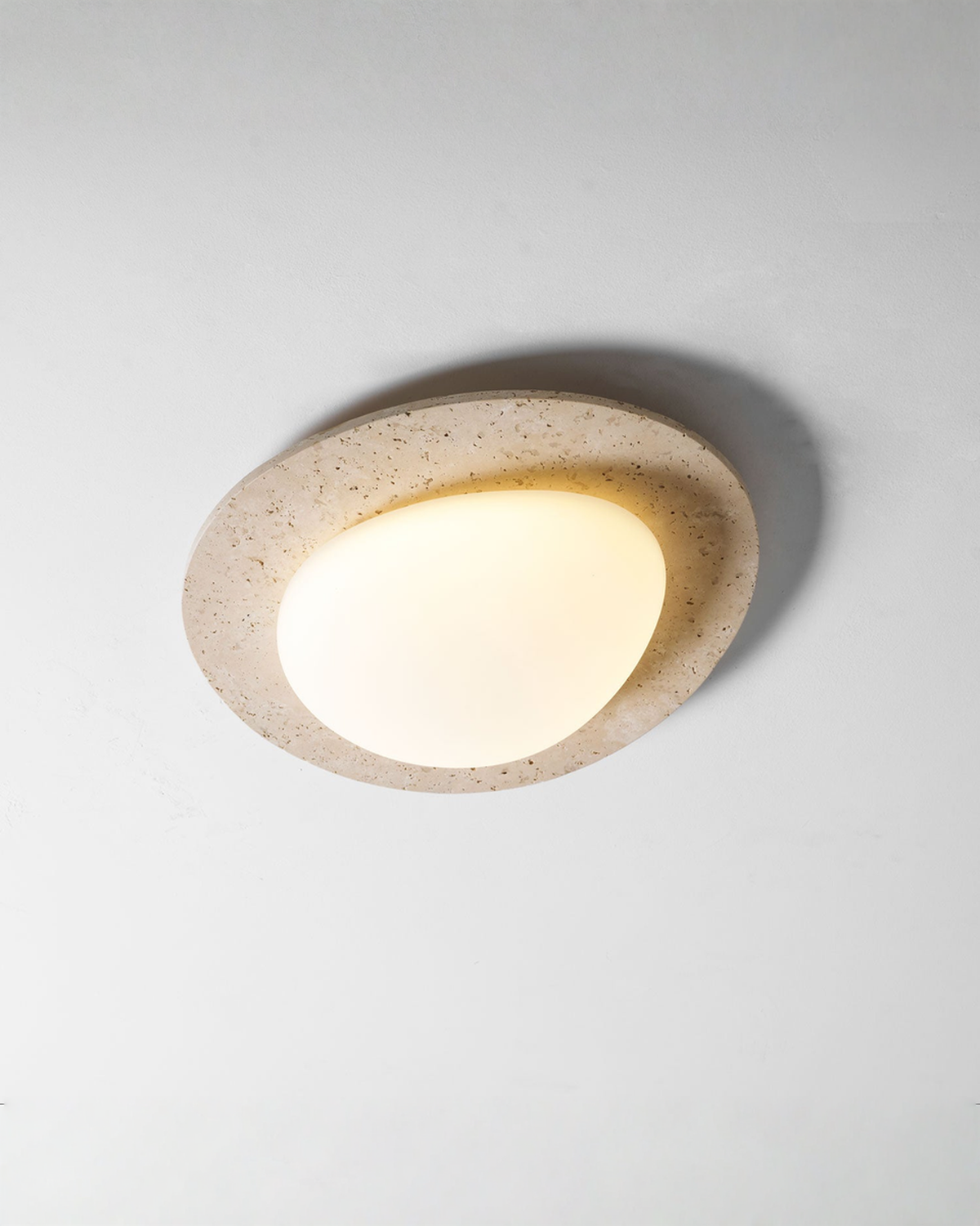 Ovale travertin plafondlamp - 32 x 29 cm | - Maison Roze