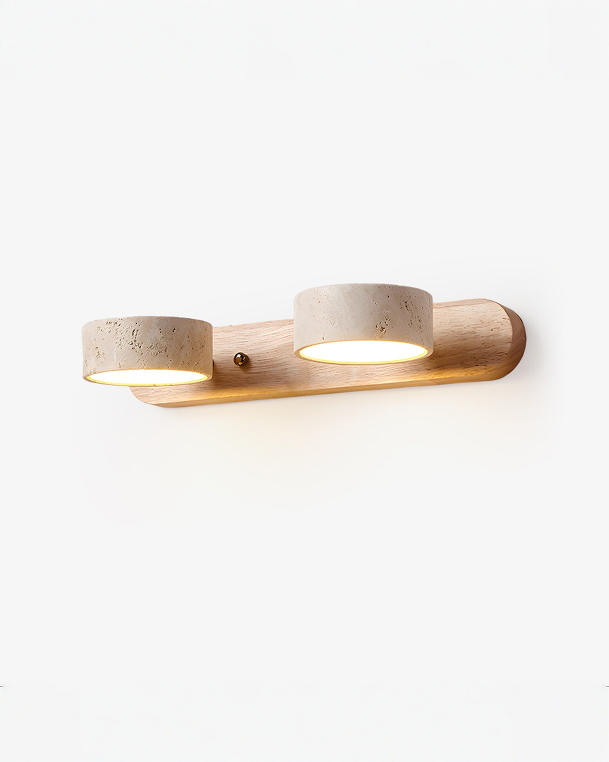 Travertin wandlamp met draaibare koppen - 2, 3 of 4 lampen | 2-lampen – 32 cm Naturel Hout Warm wit - Maison Roze