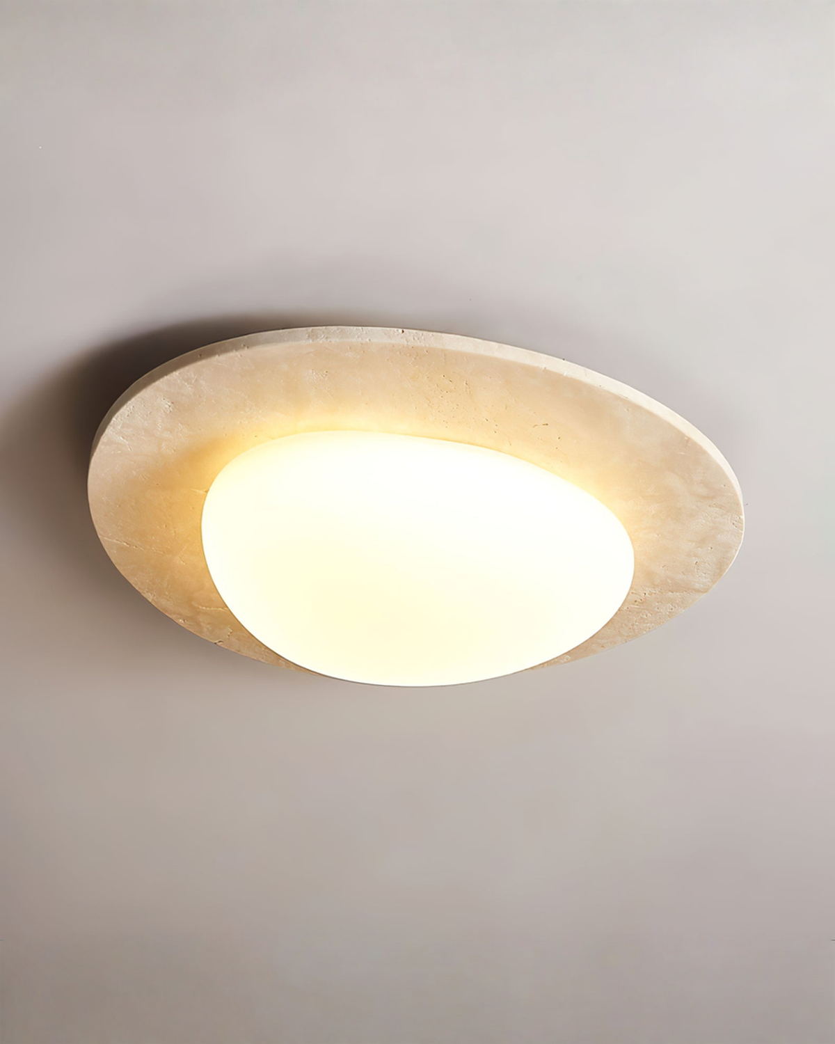 Ovale travertin plafondlamp - 32 x 29 cm | - Maison Roze