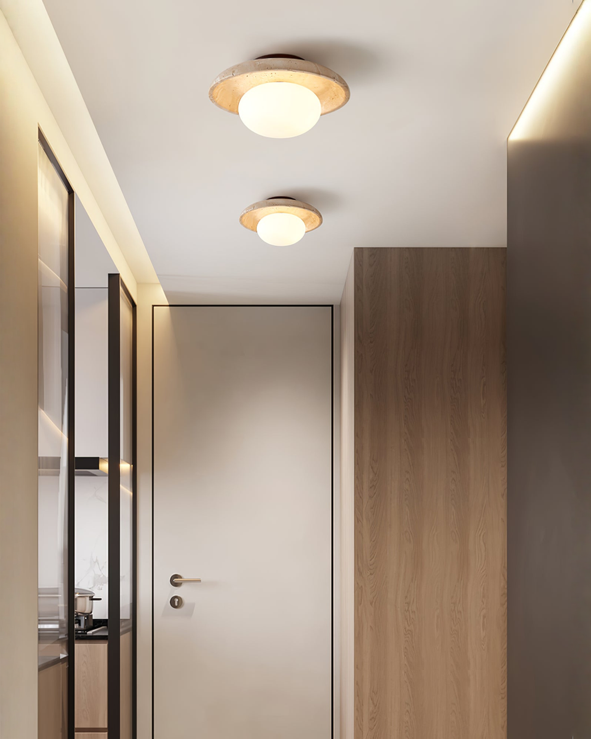Lunaro - Ronde travertin wand- en plafondlamp | - Maison Roze