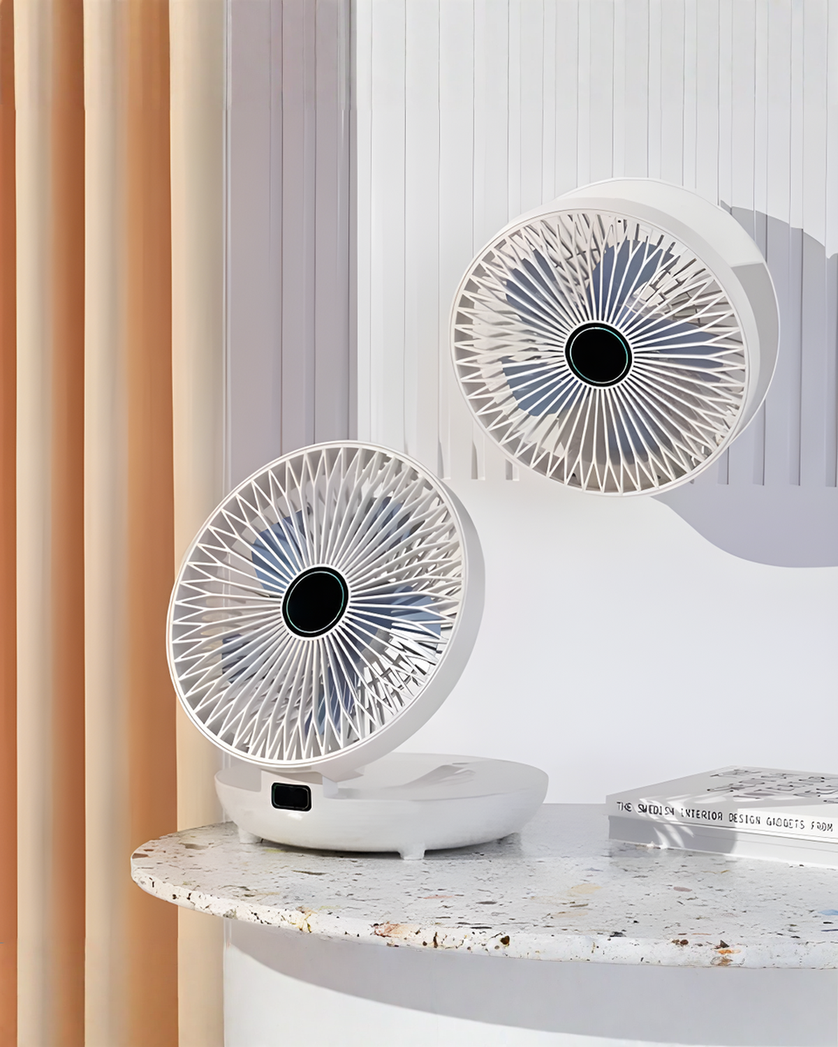 Opvouwbare ventilator - wandmontage en fluisterstil - Kunststof, 22 cm | - Maison Roze