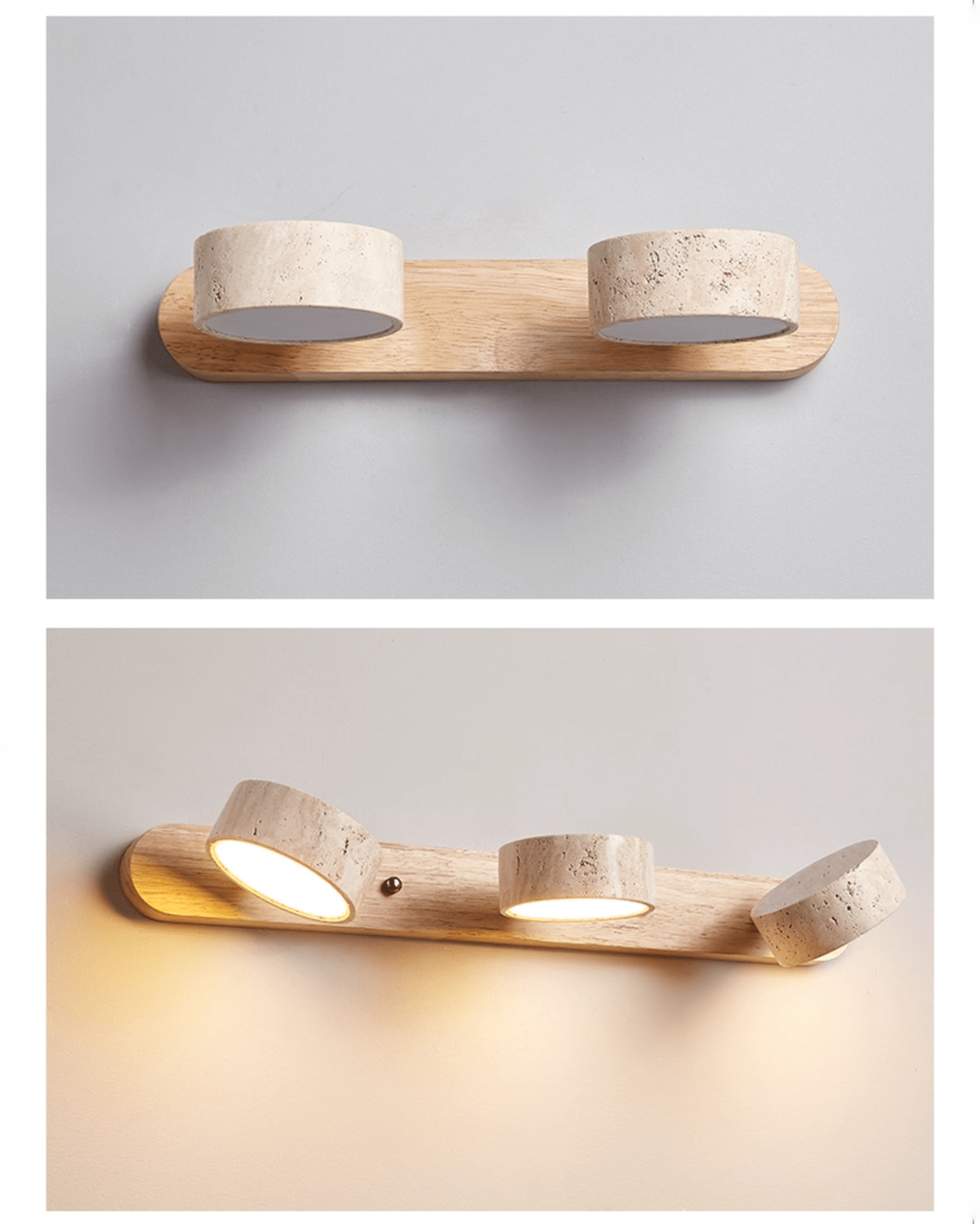 Travertin wandlamp met draaibare koppen - 2, 3 of 4 lampen | - Maison Roze