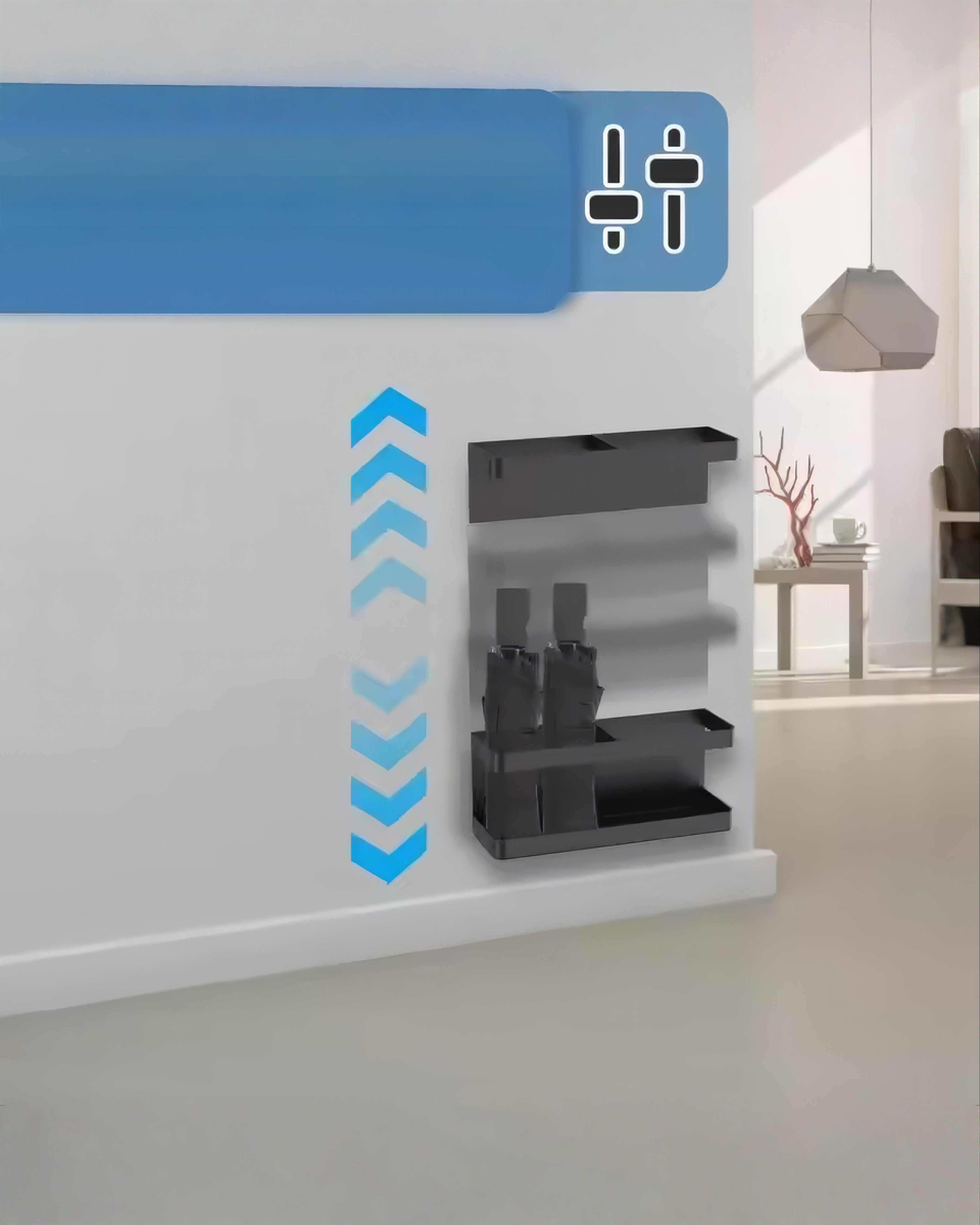 Paraplubak Wandmodel Zwart Metaal - Magnetische Paraplustandaard voor de Hal 20 cm | - Maison Roze