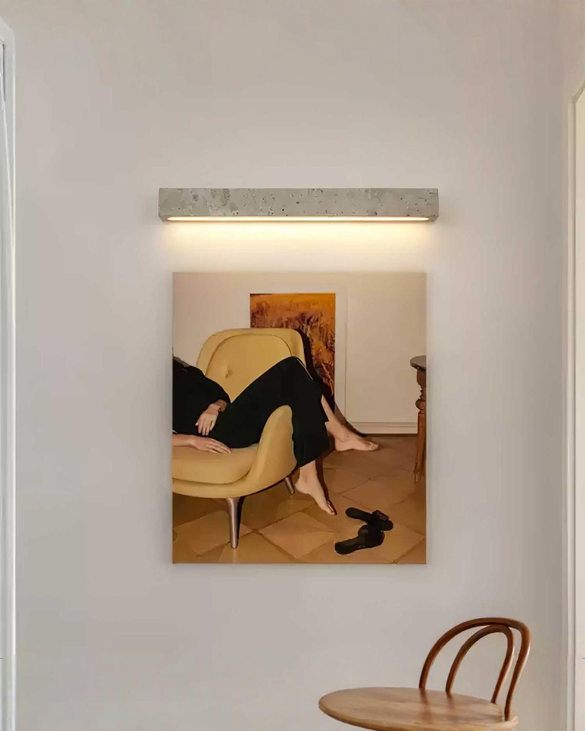 Stravik - Travertin wandlamp met led - 48 of 58 cm | - Maison Roze