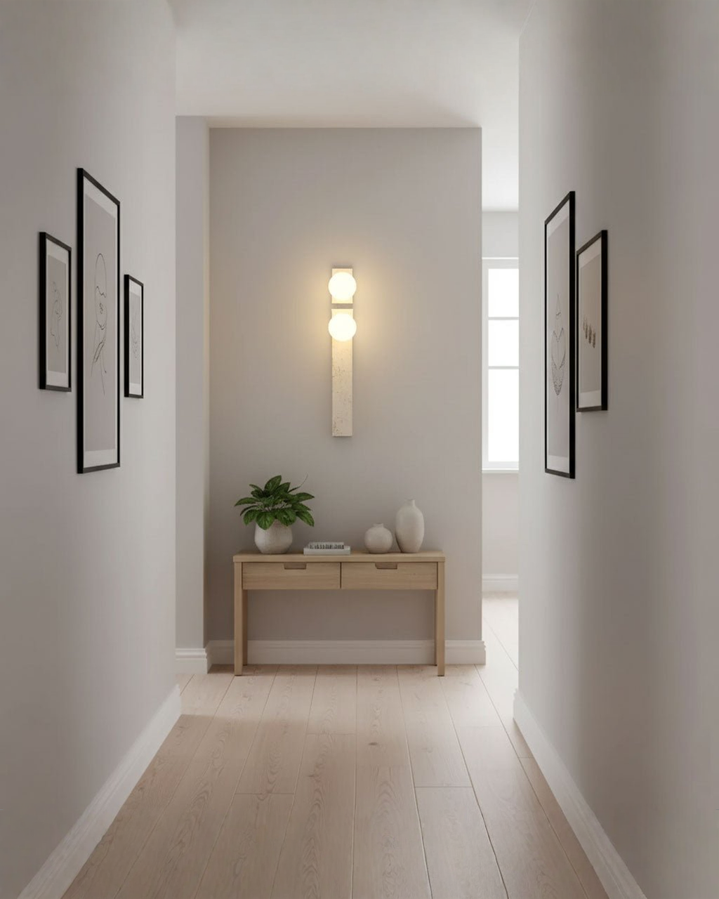 Travertin wandlamp met 2 glazen bollen - 50 cm | - Maison Roze