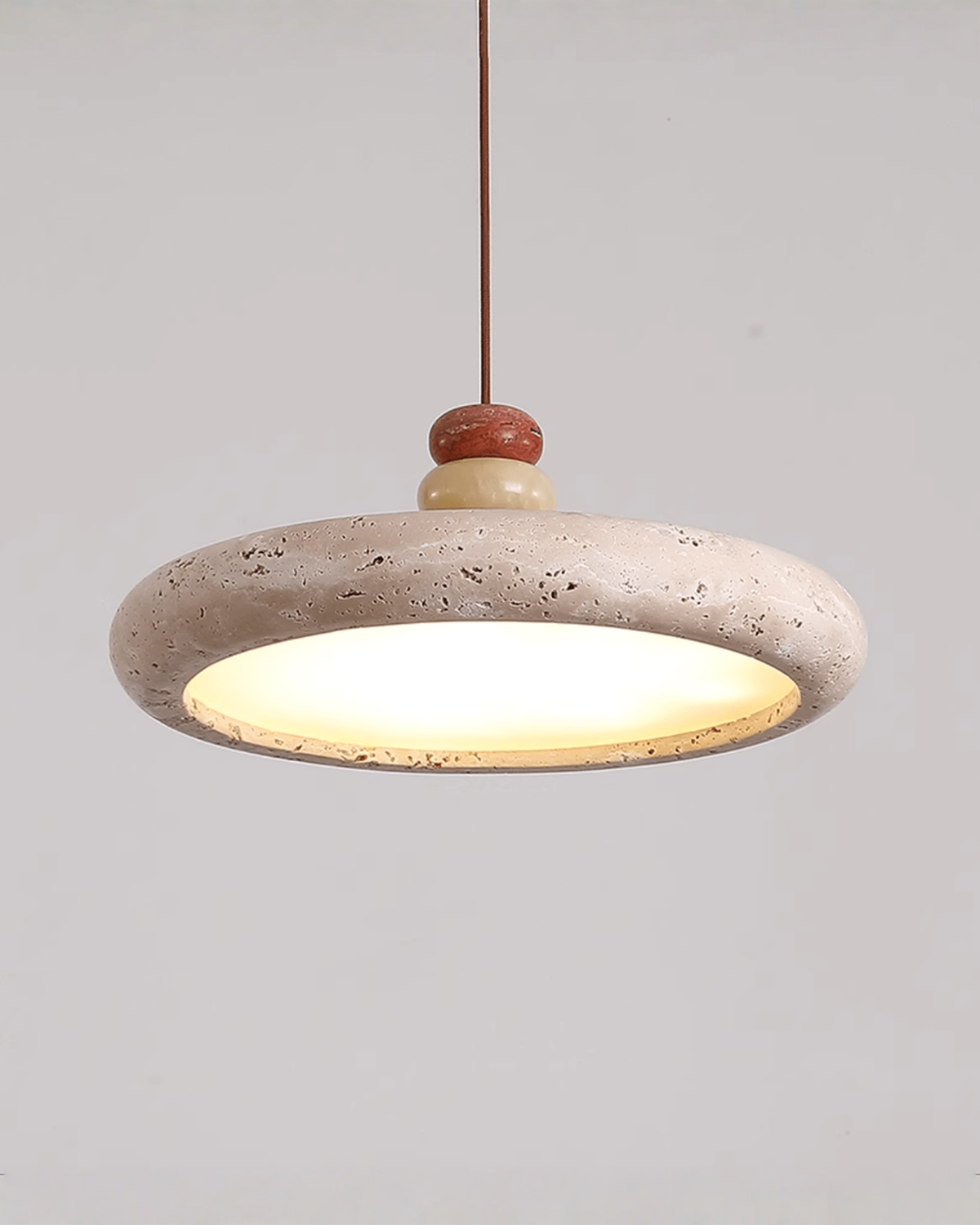 Dorelle - Schijfvormige travertin hanglamp | - Maison Roze