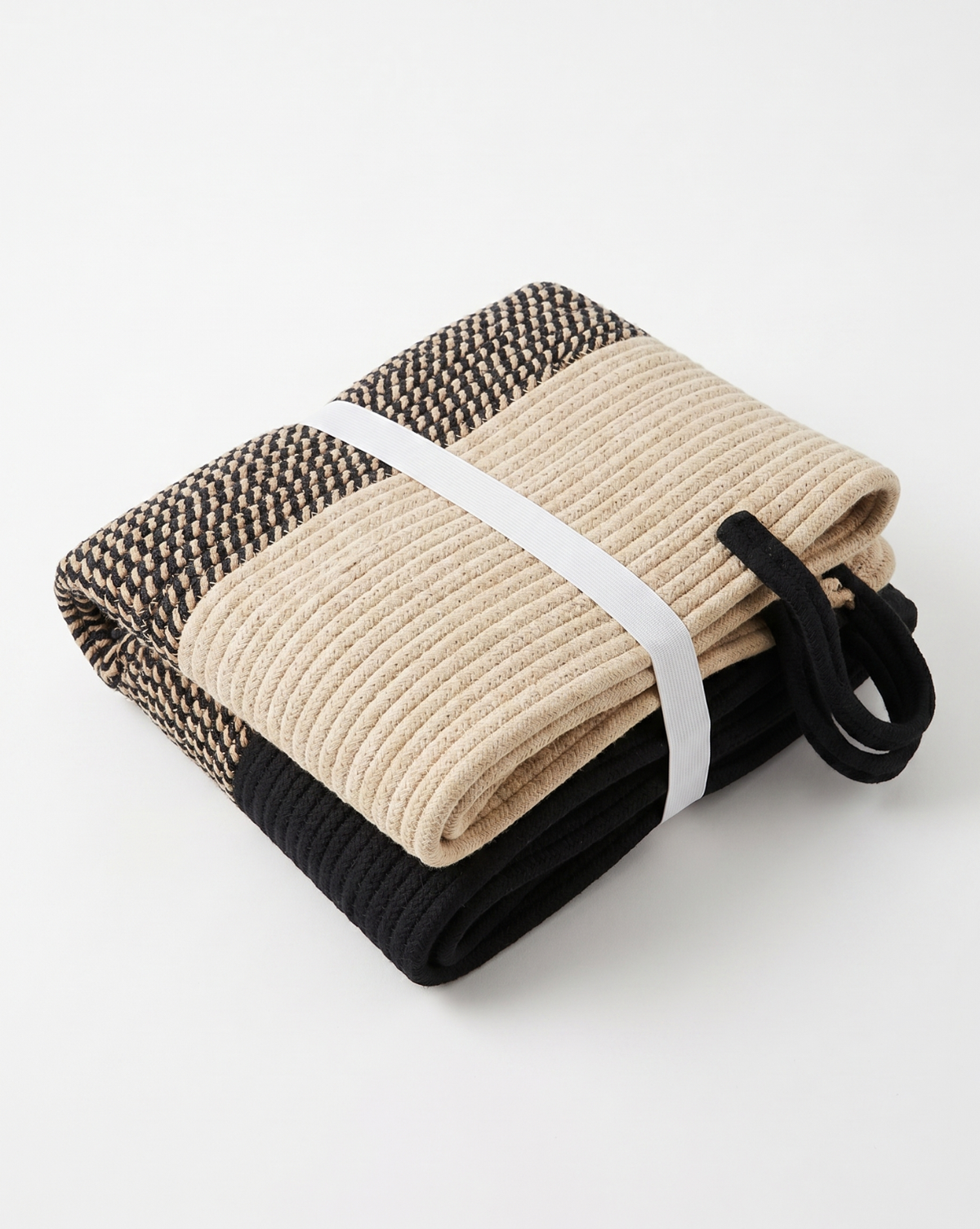 Wasmand Katoen Touw – Boho Design | Gevlochten Wasmand Naturel, 58L | - Maison Roze