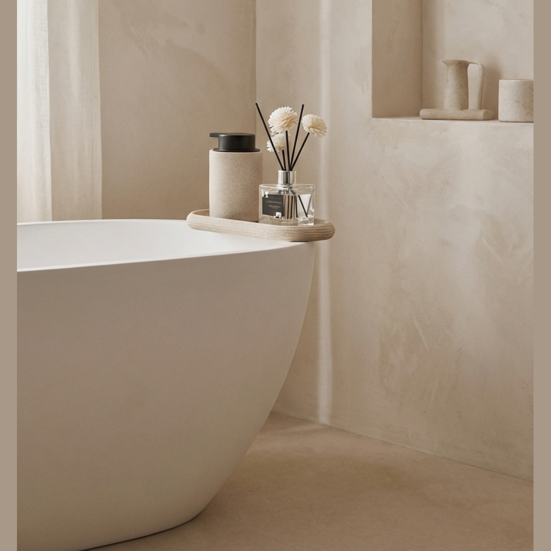 Maison Roze Ovale Badkamerschotel – Antislip Resin Organizer – Roestbestendig