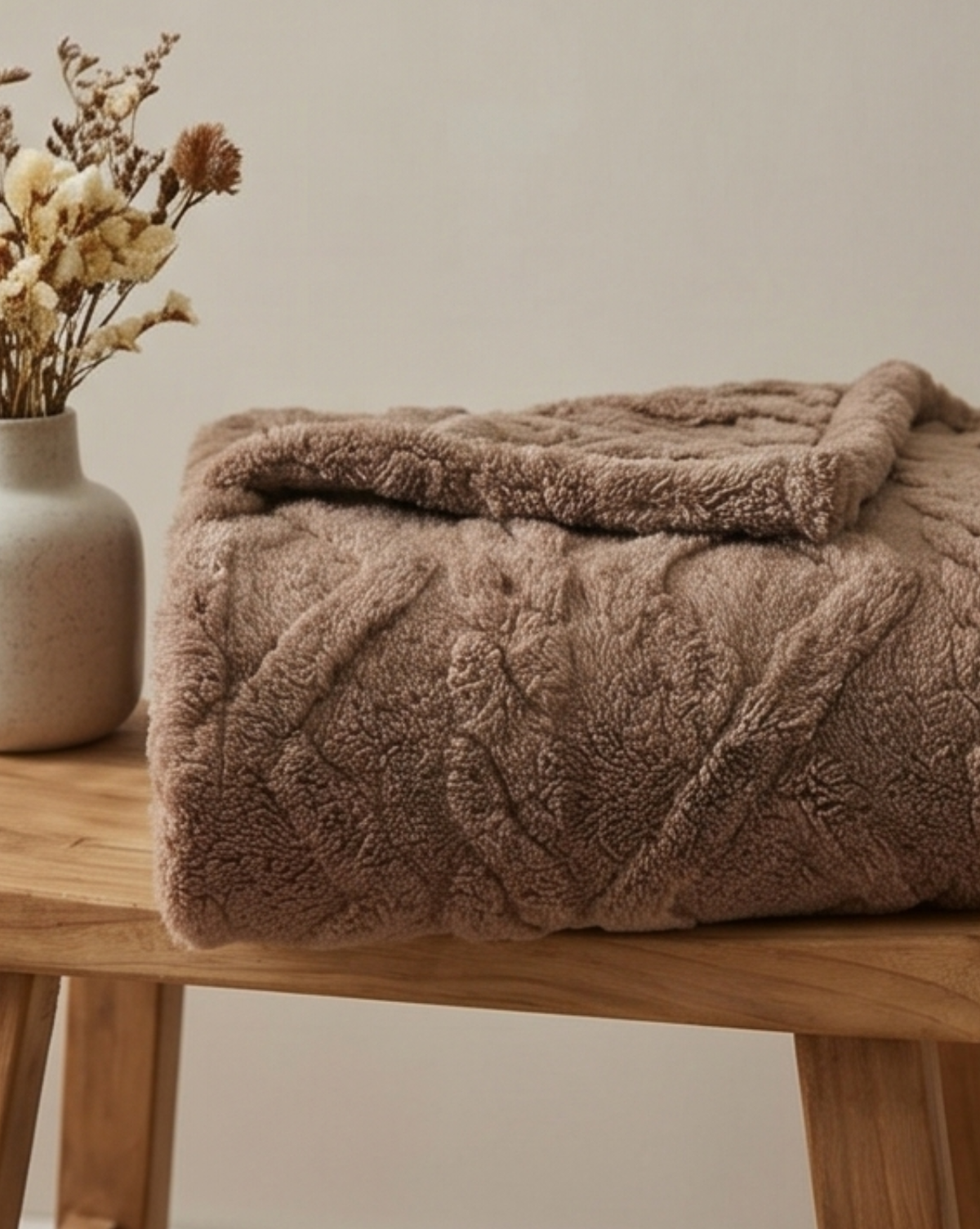 3D Jacquard deken met Geometrisch Patroon - Ultradun Microvezel, Lichtgewicht | Koffie Bruin - Maison Roze