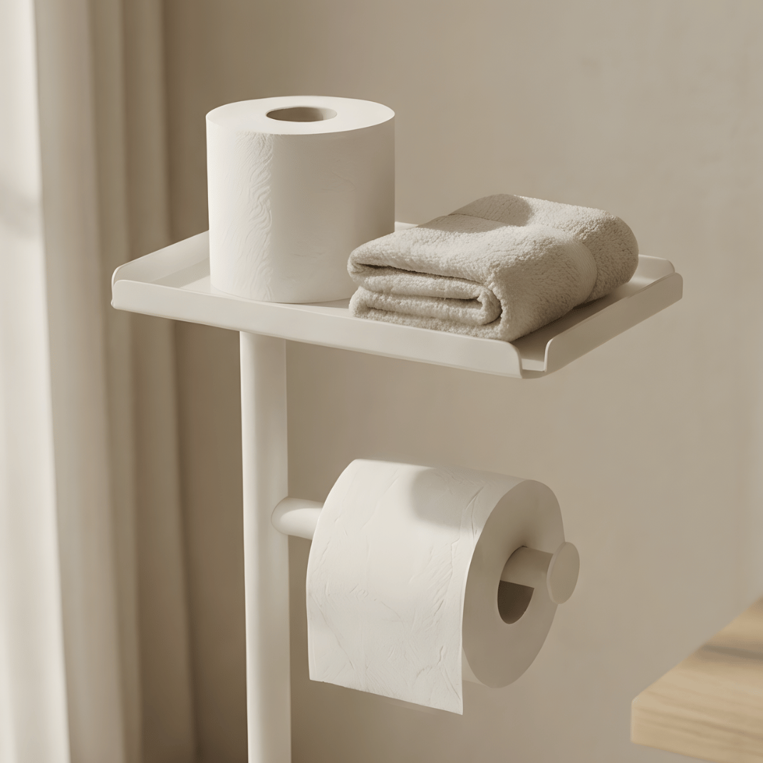 Toiletrolhouder Vrijstaand met Opbergruimte – Minimalistische Toiletpapierhouder Maison Roze