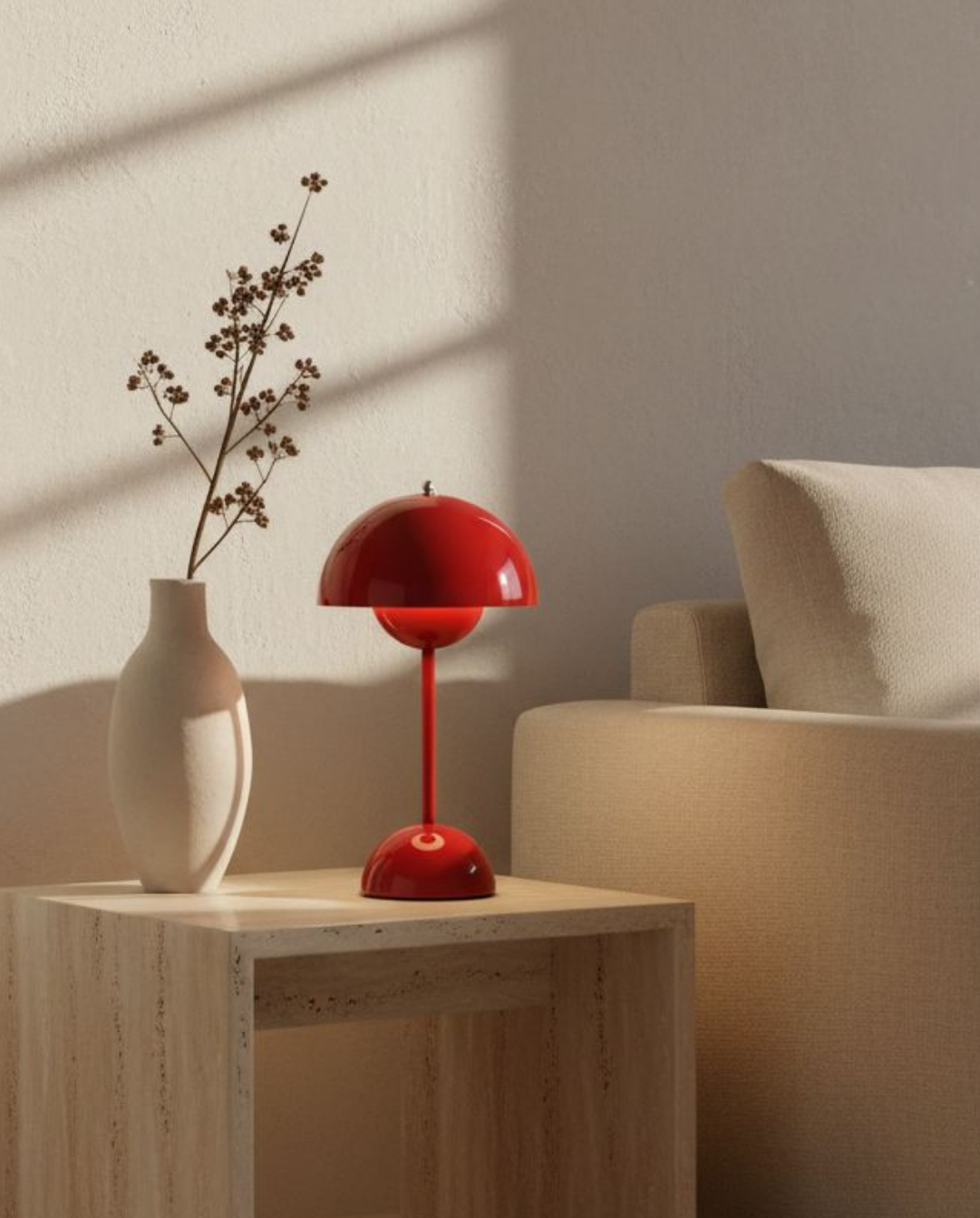 Oplaadbare Tafellamp Scandinavisch - Draadloos Touch Dimbaar, Metaal, 28 cm | - Maison Roze