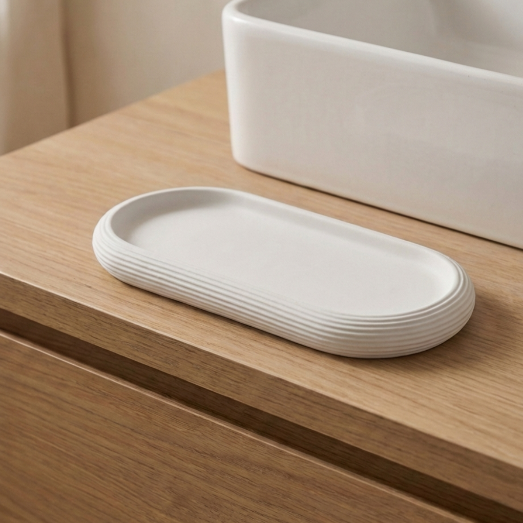 Maison Roze Ovale Badkamerschotel – Antislip Resin Organizer – Roestbestendig