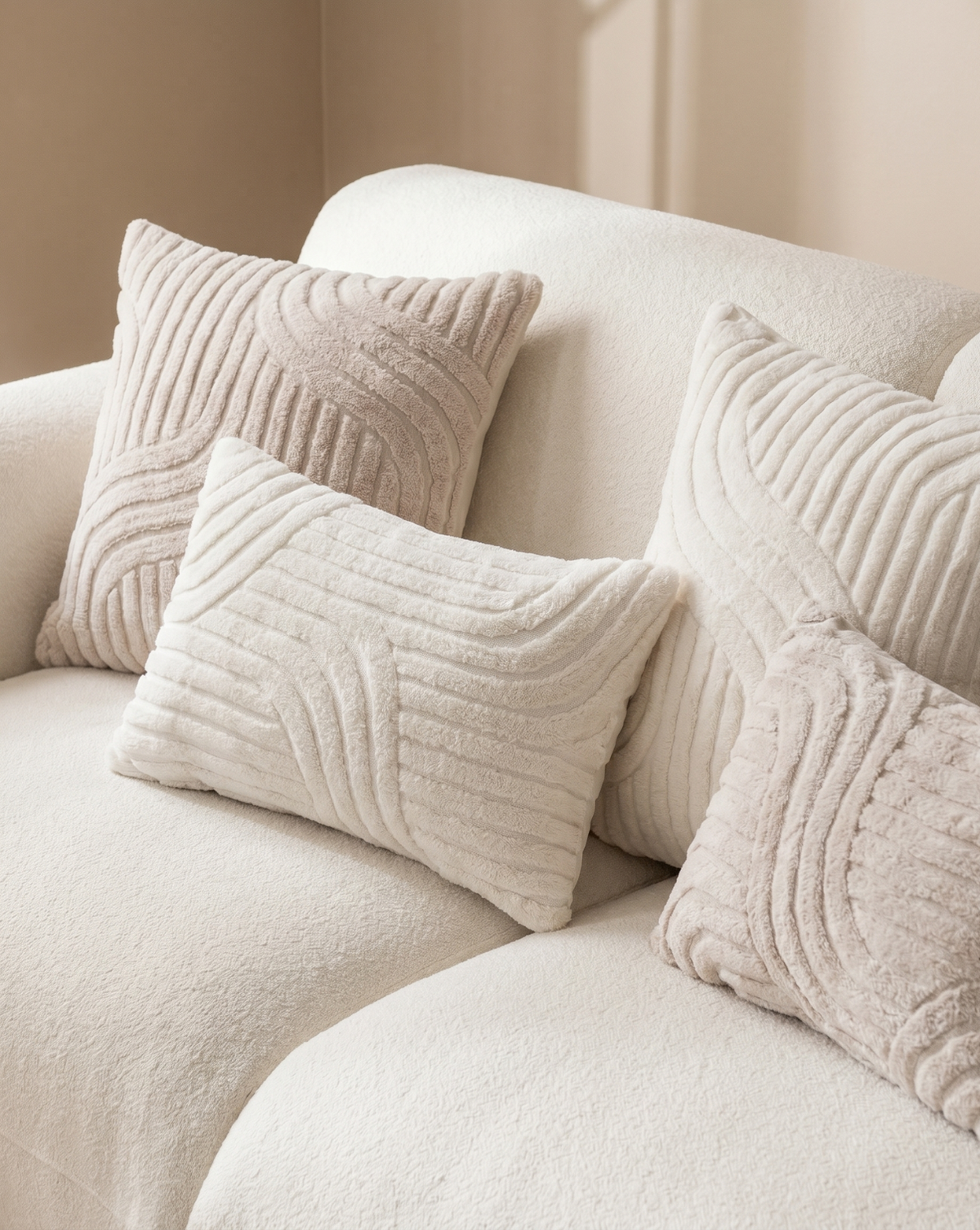 Boho Abstracte Kussenhoezen Set van 2 – Zachte Pluche Geometrisch Patroon | - Maison Roze