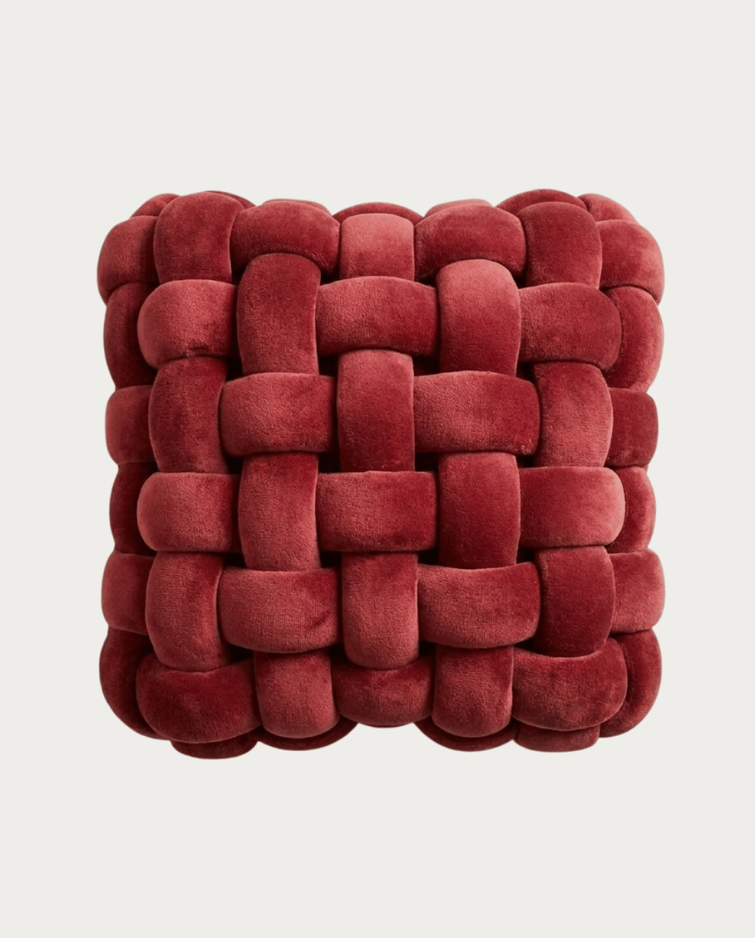 Knoopkussen Zacht Geometrisch Design Sierkussen Pluche, 30 x 30 cm | Rood - Maison Roze