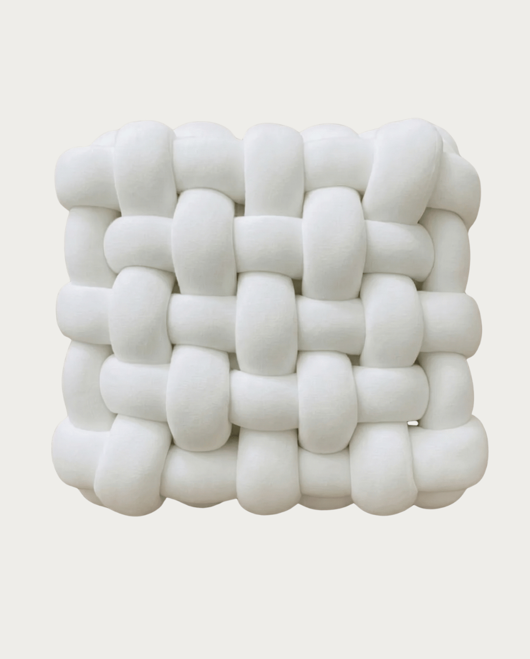 Knoopkussen Zacht Geometrisch Design Sierkussen Pluche, 30 x 30 cm | Wit - Maison Roze