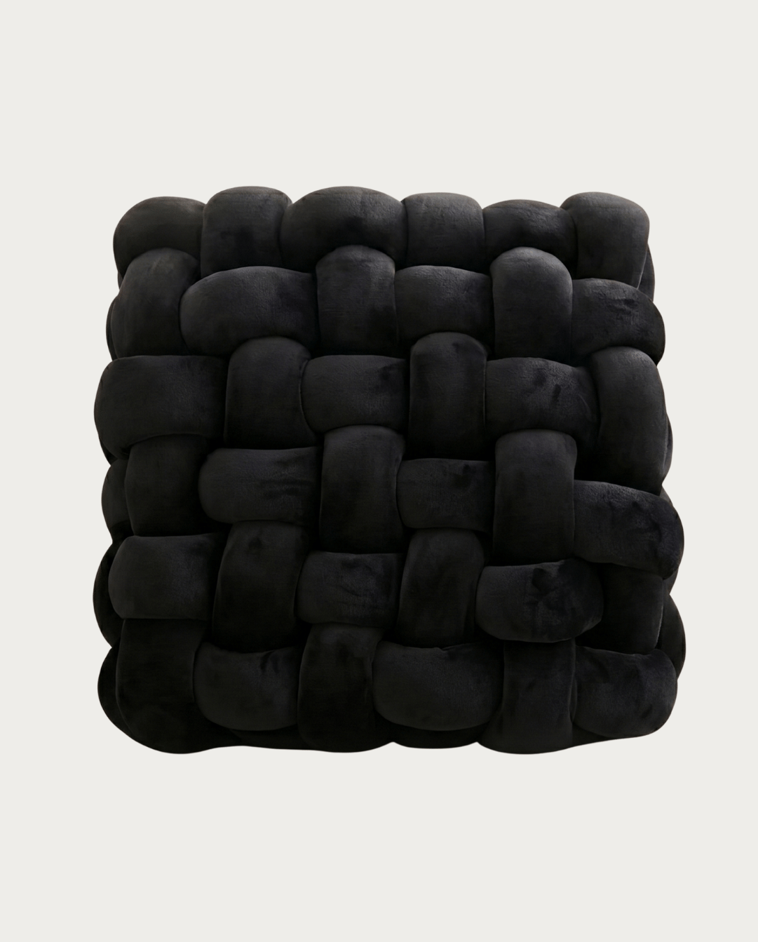 Knoopkussen Zacht Geometrisch Design Sierkussen Pluche, 30 x 30 cm | Zwart - Maison Roze