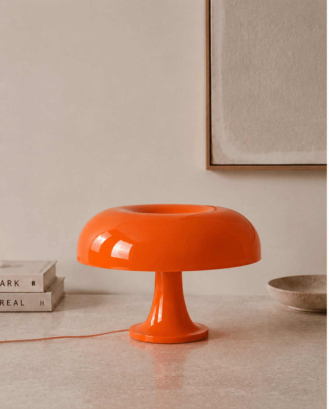 Paddenstoel-Tafellamp - Retro Ontwerp, 32 cm | Oranje - Maison Roze