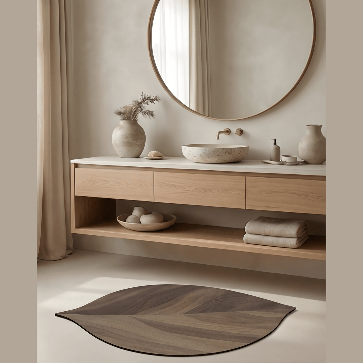 Bladvormige Badmat – Absorberend Antislip Douchekleed – Bruine Polyestervezel Maison Roze