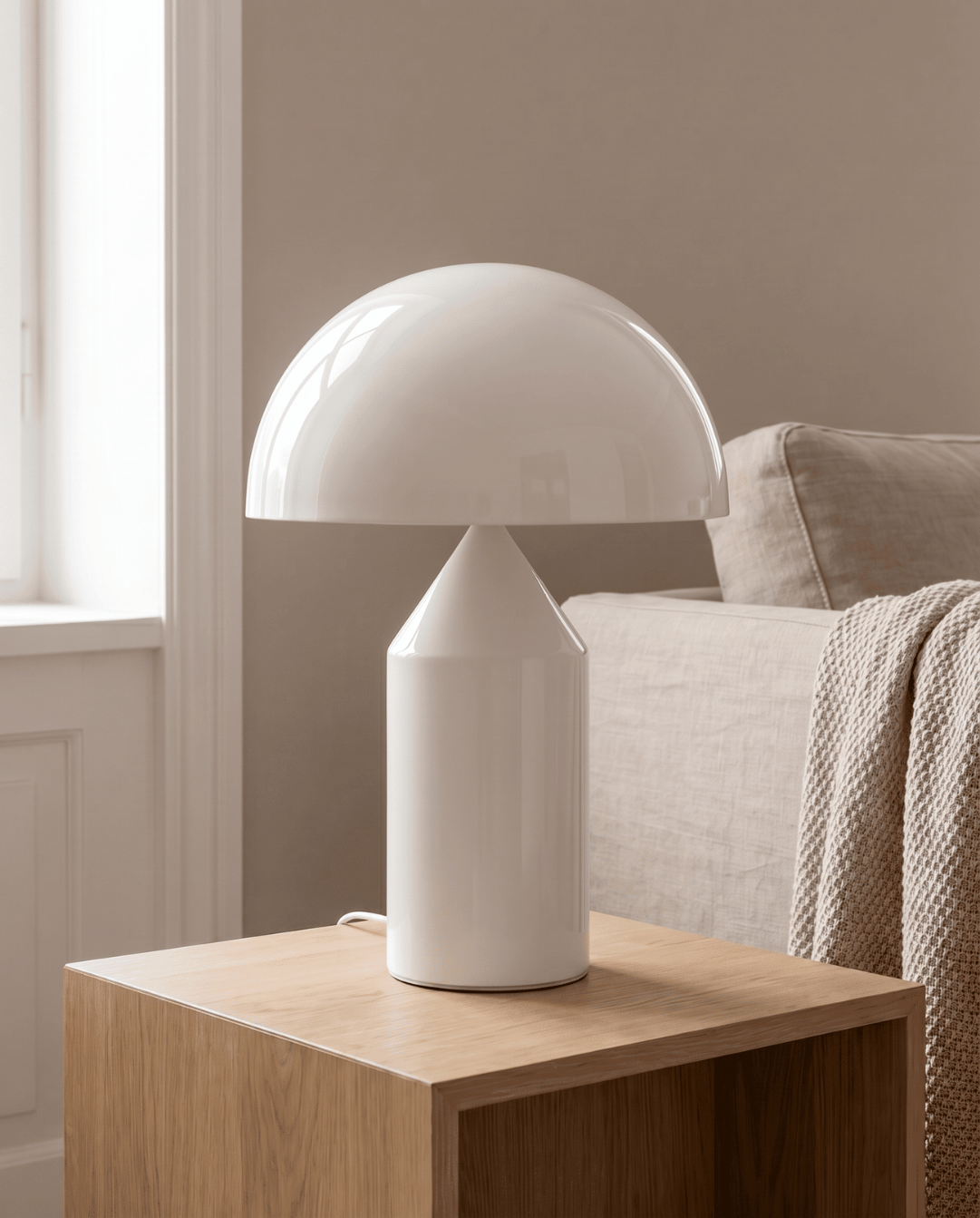 Lune paddenstoelvormige aluminium tafellamp | paddenstoel lamp wit | 50x37cm - Maison Roze
