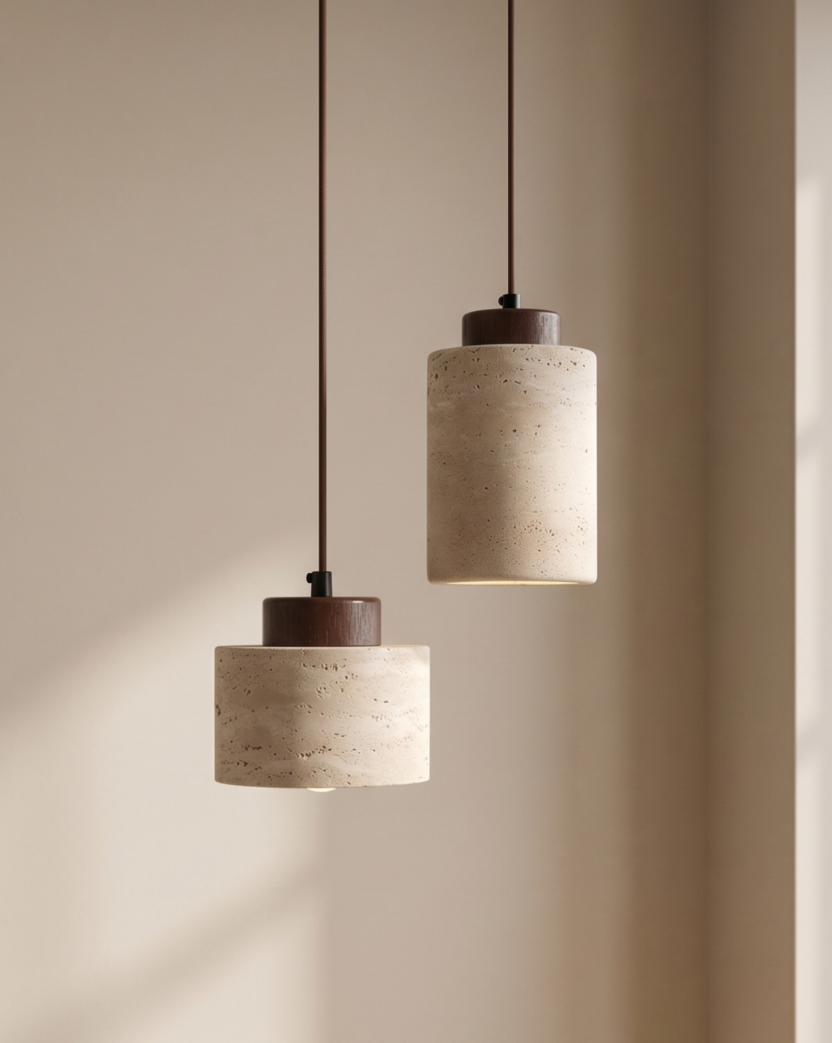 Travertin Hanglamp - Wabi-Sabi Ontwerp met Gele Natuursteen | - Maison Roze