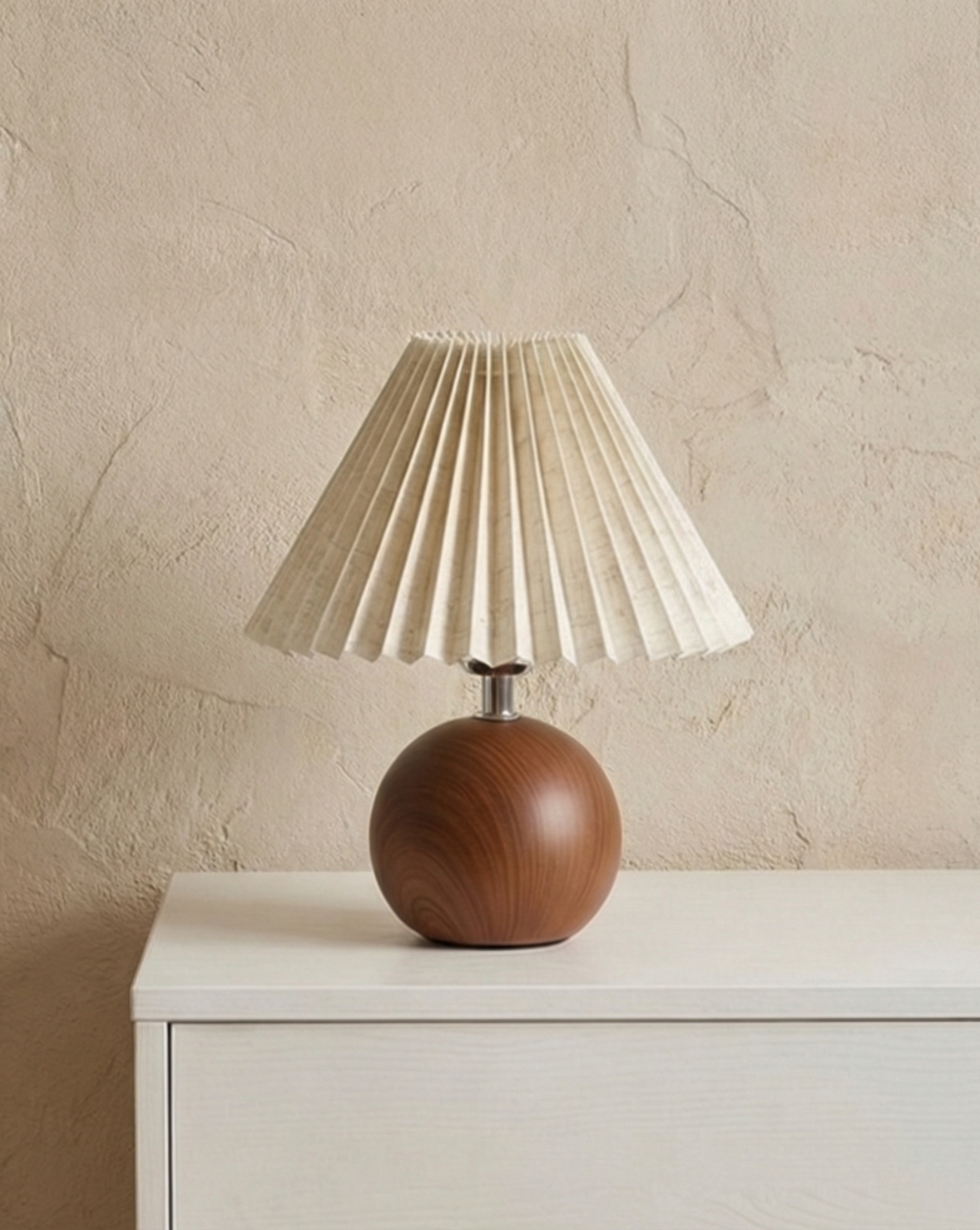 30cm Nordic Ronde Vintage Tafellamp – Keramische Voet Met Houten Afwerking | Ronde voet - Maison Roze