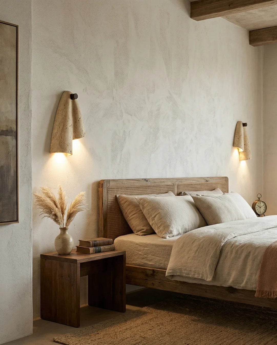 Drapé - Travertin wandlamp met plooivorm | - Maison Roze
