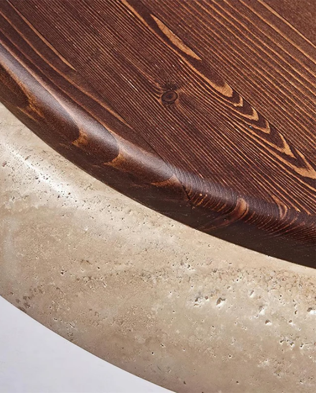 Ronde travertin plafondlamp met hout - Ø 32 of 43 cm | - Maison Roze
