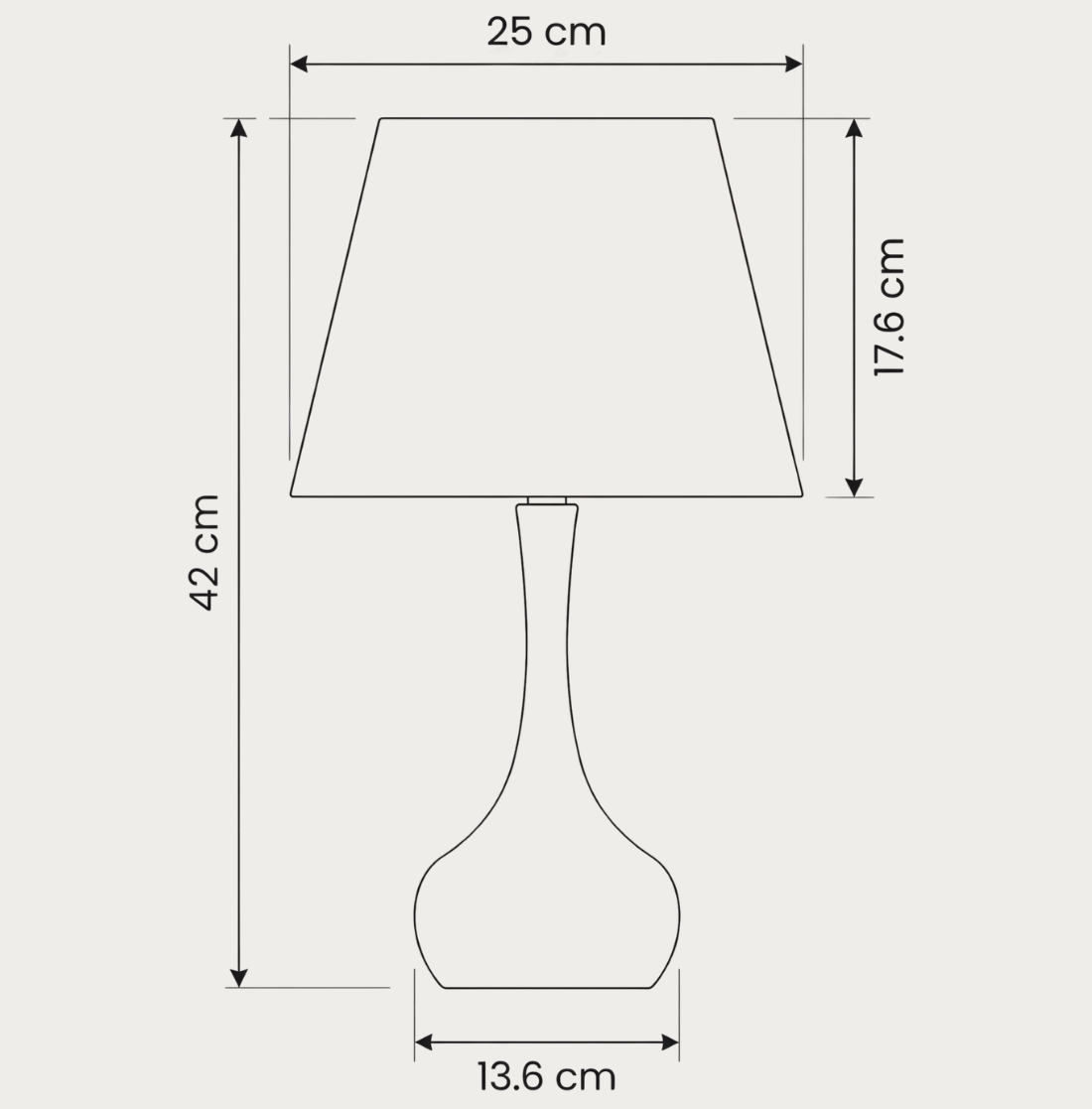 42cm Moderne Gouden Tafellamp – Elegante Metalen Voet