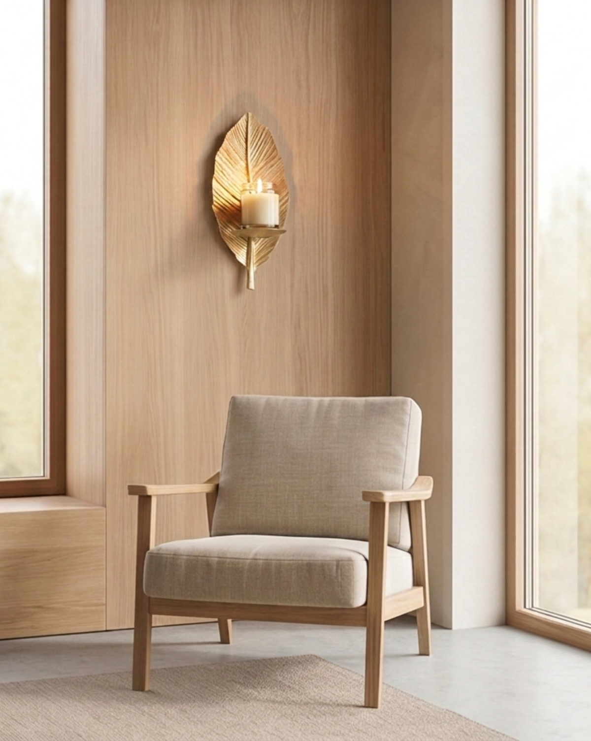 Kandelaar Wand – Blad Design | Handgemaakte Metalen Kaarshouder | - Maison Roze
