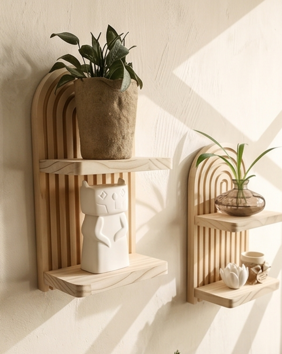 Wandplank Naturel Hout | Set van 2 Zwevende Wandplanken, 29,5 cm | - Maison Roze