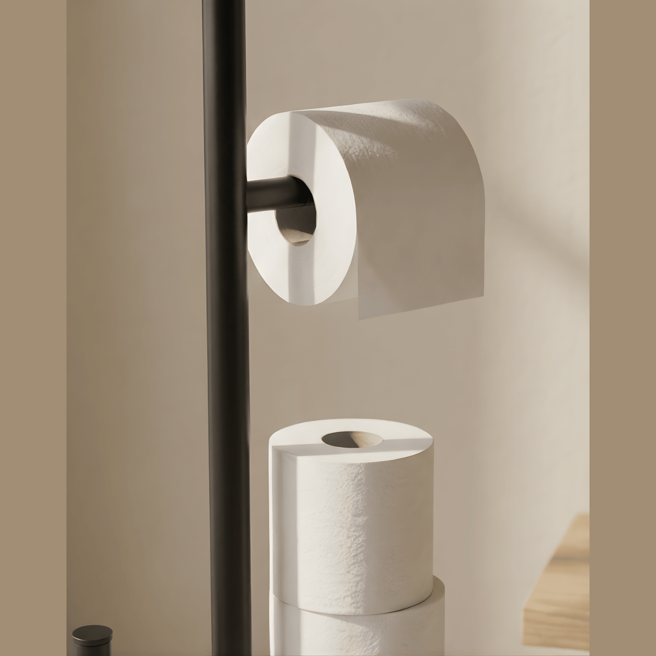 Toiletrolhouder Vrijstaand met Opbergruimte – Minimalistische Toiletpapierhouder Maison Roze