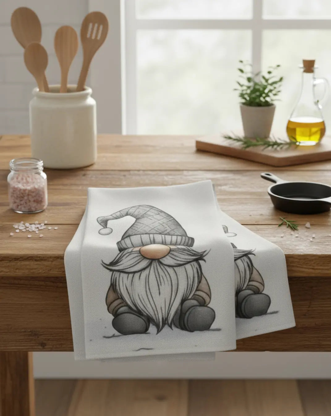 Nord Keukendoekenset Van Wit Polyester Met Kabouterprint | - Maison Roze