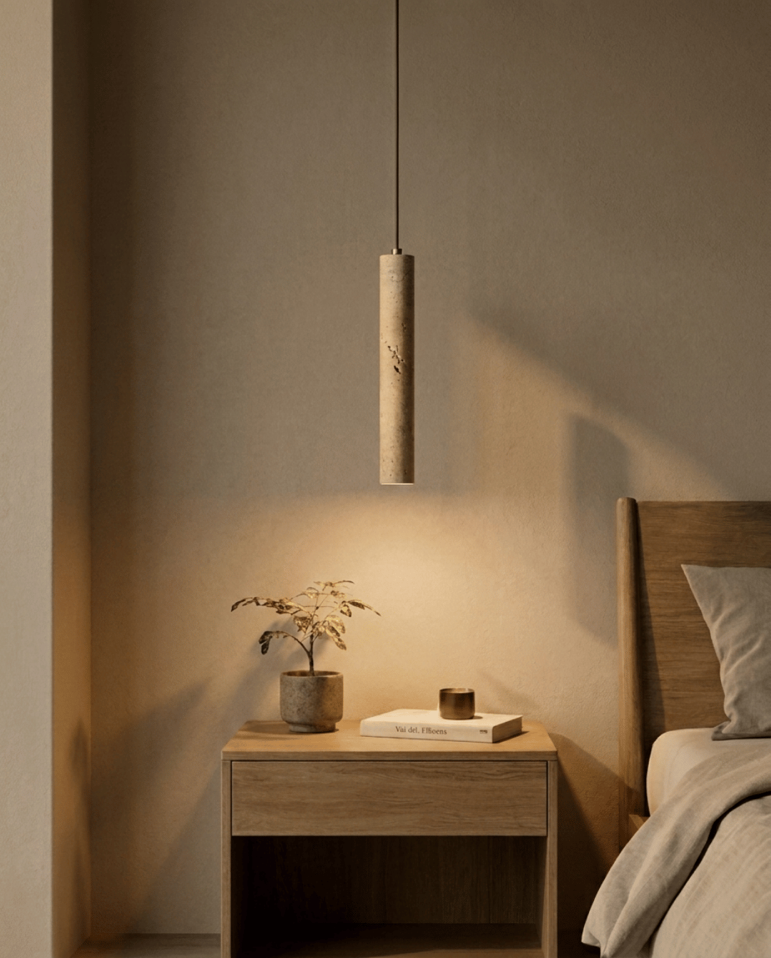 Cove Travertin Hanglamp | Wabi-Sabi Cilinder Design | - Maison Roze
