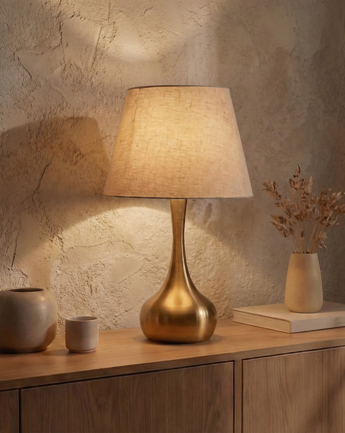 42cm Moderne Gouden Tafellamp – Elegante Metalen Voet | - Maison Roze