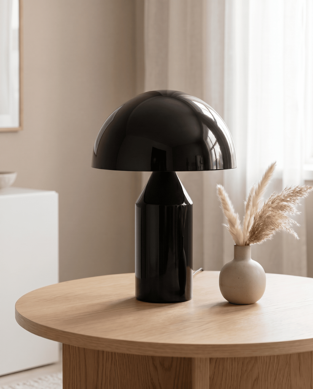 Lune paddenstoelvormige aluminium tafellamp | paddenstoel lamp zwart | - Maison Roze