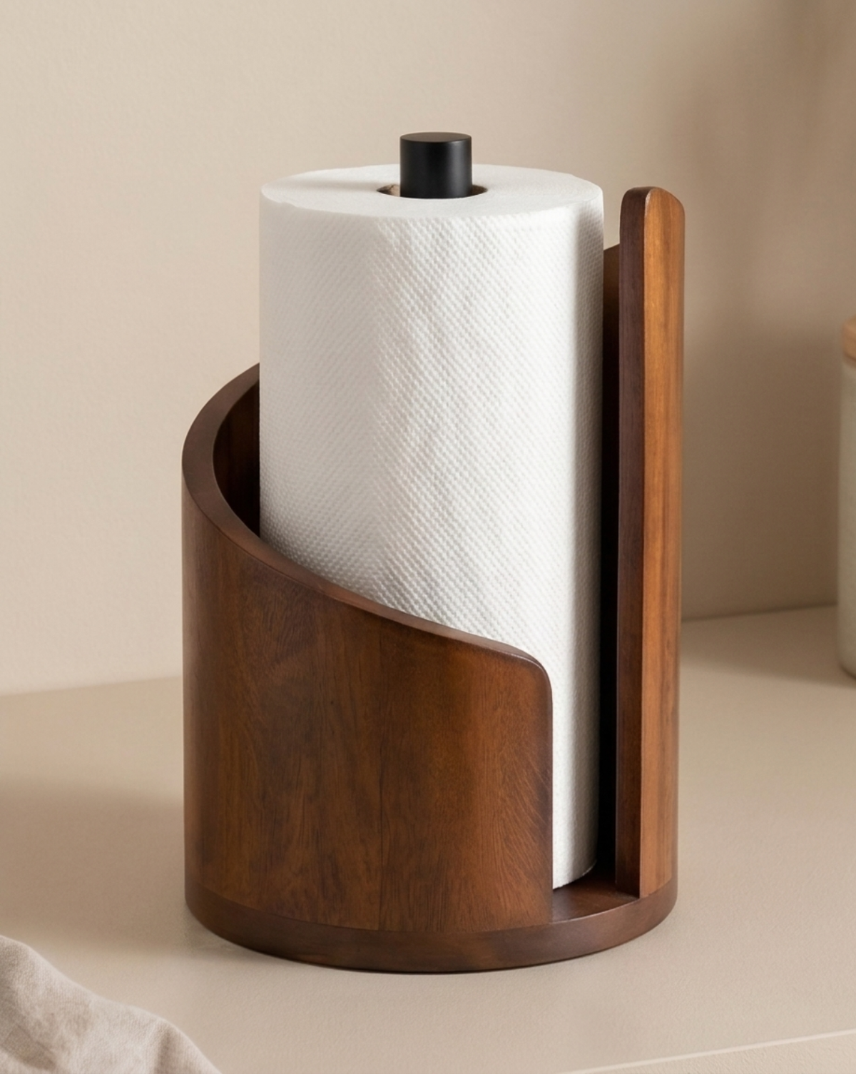 Keukenrolhouder Hout – Massief Houten Design | Staande Keukenrolhouder | - Maison Roze