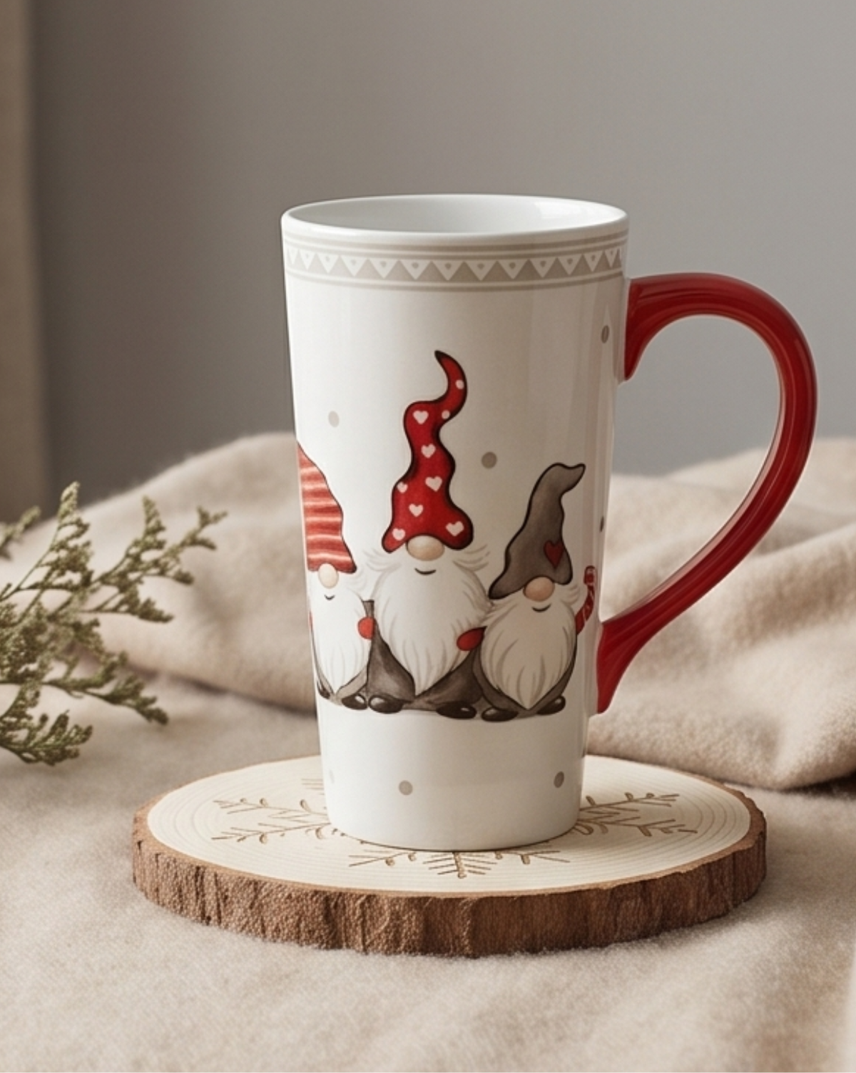 Noel kerstmok van wit keramiek met kerstmanmotief | 550 ml - Maison Roze