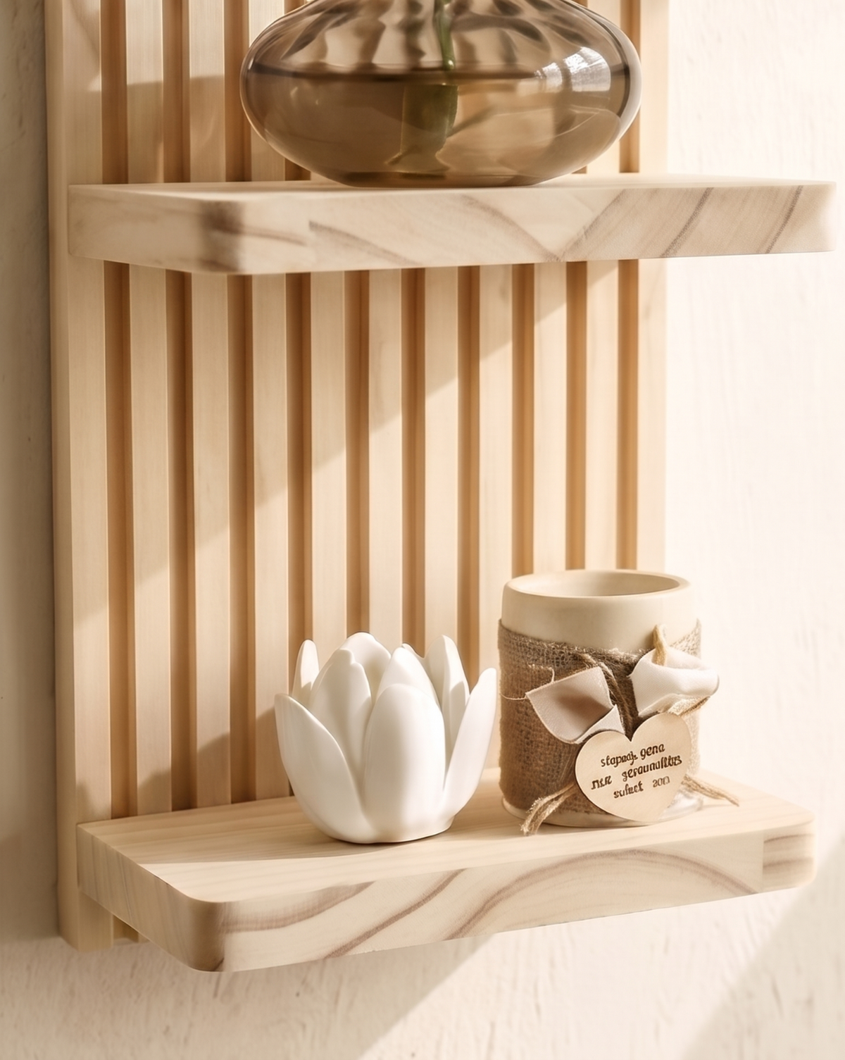 Wandplank Naturel Hout | Set van 2 Zwevende Wandplanken, 29,5 cm | - Maison Roze