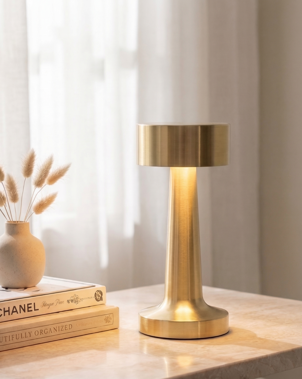 Moderne Draadloze Tafellamp – Oplaadbare LED – Metalen Afwerking | - Maison Roze