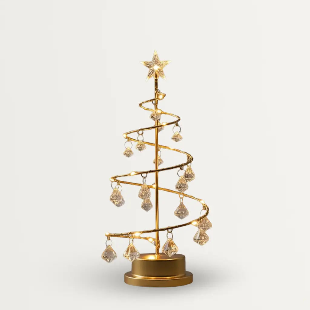 Koperdraad Kerstboom Nachtlampje – Kristal Hangornament