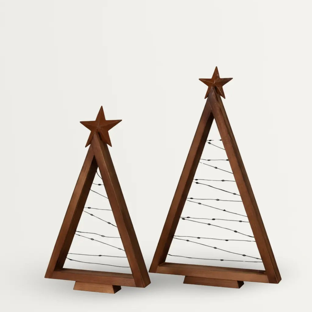 Houten LED Kerstboom – Warm Wit Verlichte Tafeldecoratie – Natuurlijk Hout