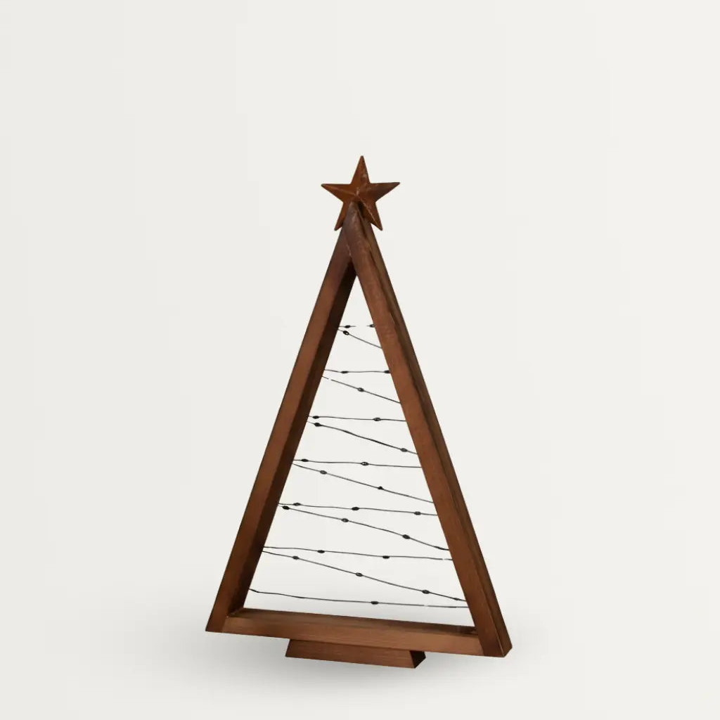 Houten LED Kerstboom – Warm Wit Verlichte Tafeldecoratie – Natuurlijk Hout