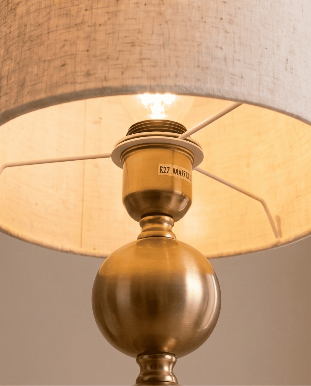 Orb Tafellamp Van Goud Metaal Met Linnen Kap, 45 cm | - Maison Roze