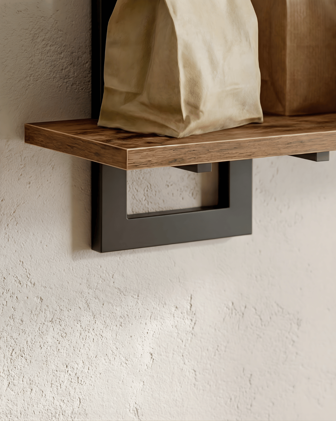 Wandplank 2-Laags – Houten Wandplank met Metalen Beugels | - Maison Roze