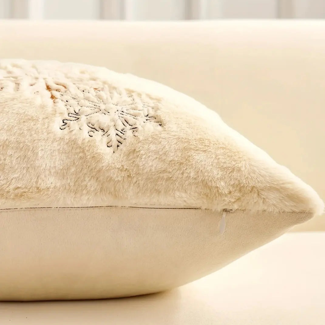 Witte Pluche Feestelijke Kussensloop