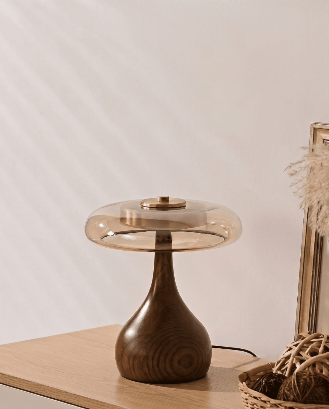 Designer Tafellamp Hout Met Transparante Kap | - Maison Roze